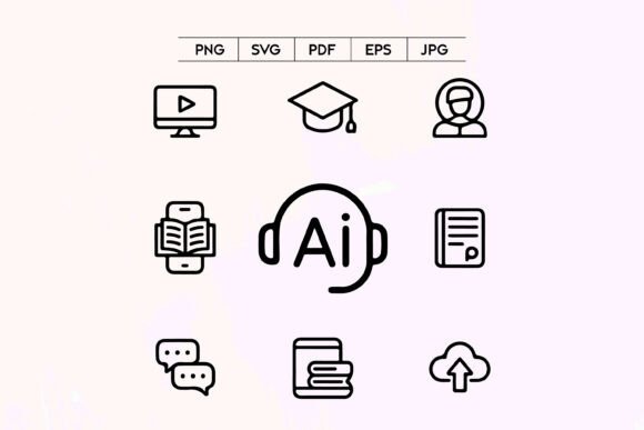 AI Education Icon Set: Smart Visuals for Modern Learning Graphics