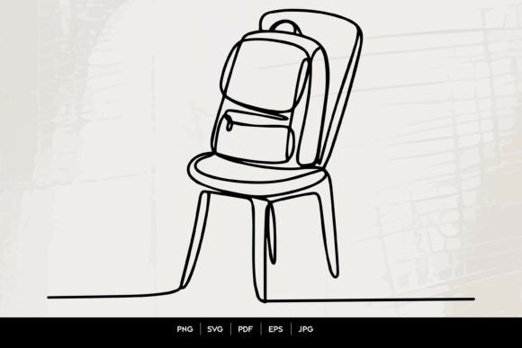 Backpack on Chair – Line Art for Modern Blog Graphics & Crafts Projects
