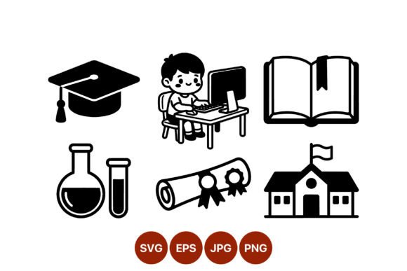 Boy Studying Education Icons Black White – A Practical Review for Digital Sellers