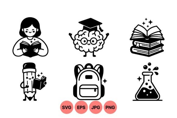 Cute School Learning Icon Pack: Graphics & Illustrations for Educational Blogging