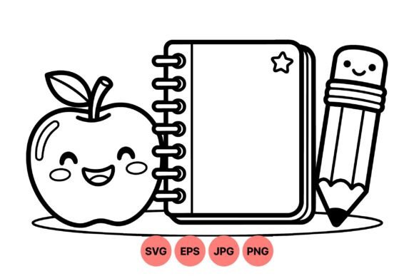 Cute School Supplies Clipart Set: Graphics & Illustrations