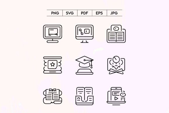 Digital Education Learning Platform Graphics & Icons for Crafting & Handmade Business