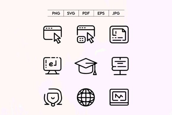 E Learning Icon Set: Graphics & Icons for Modern Design Projects