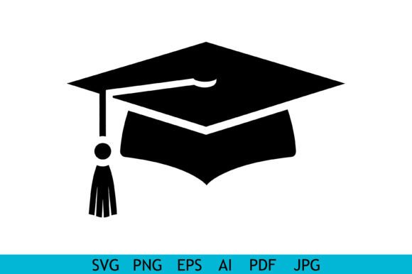 Graduation Cap Icon Vector Silhouette for Crafts & Graphics