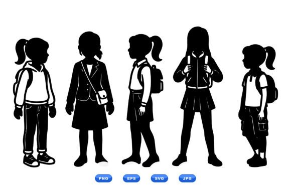 h1School Girl Silhouette Graphics for Crafts & Branding Projects/h1
