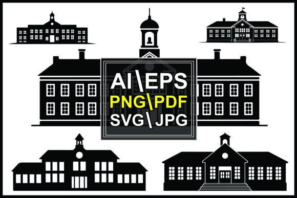h1Silhouettes School Building Graphics for Crafters and Etsy Sellers/h1