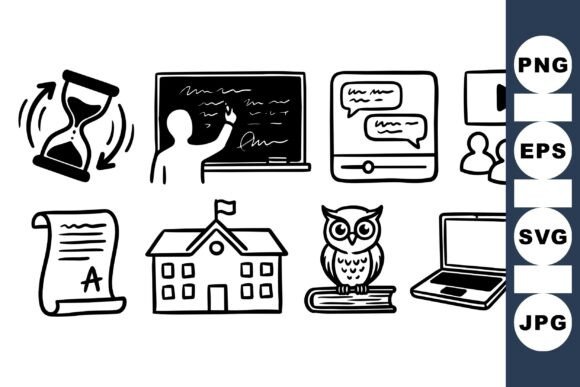 Hand Drawn Education Icons Set: Crafts & Graphics for Real Makers