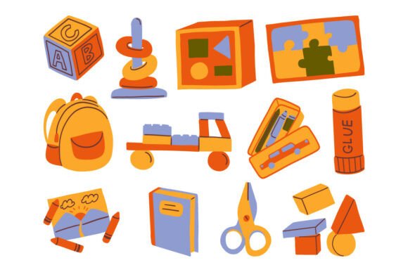 Hand Drawn School Supplies Graphics & Illustrations