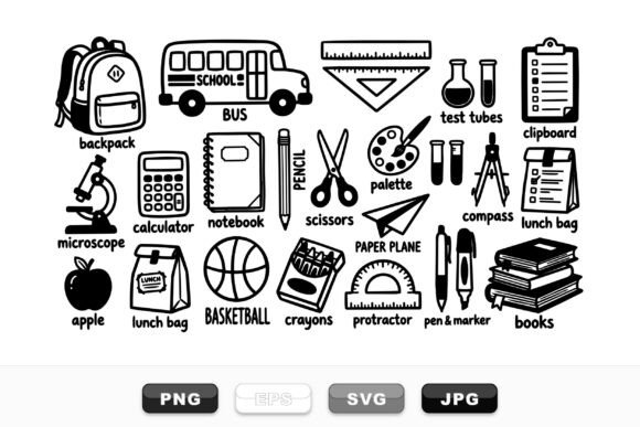 Hand Drawn School Supplies SVG: Playful Illustrations for Kids Brands & Local Education Businesses