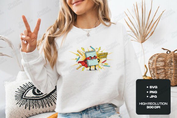 Knowledge Power Cute School Superhero Graphics & T-Shirt Designs