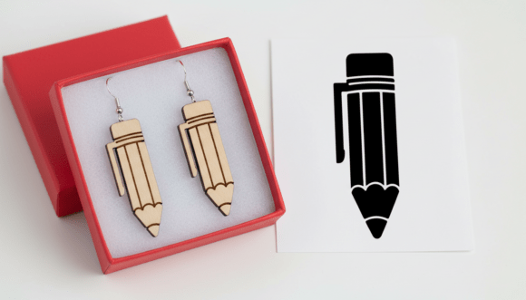 Pencil Earring Laser Cut Design – Crafting Graphics for School & Stationery Crafts