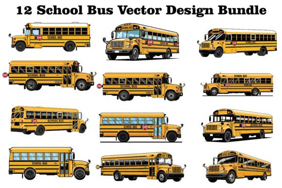 School Bus Vector Design Bundle: Cute Graphics for Crafty Education Themes