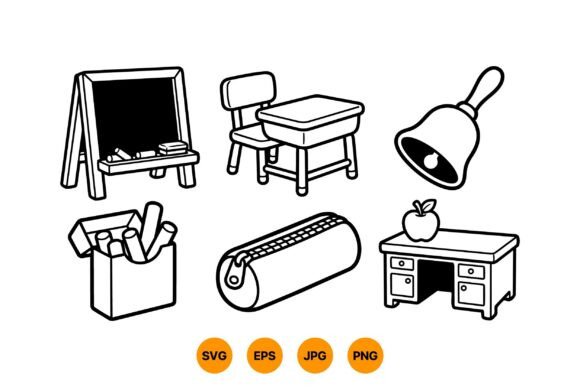 School Classroom Clipart Set: Clean & Playful Graphics for Education-Themed Branding