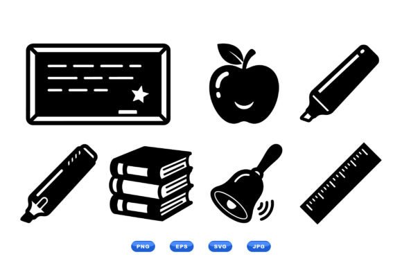 School Classroom SVG Icons for Graphics and Crafts