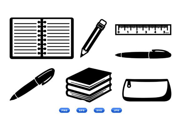 School Stationery SVG Icons: Playful Graphics for Crafts & Content Publishing