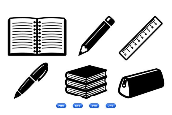 School Supplies Icon Pack for Crafts & Graphics
