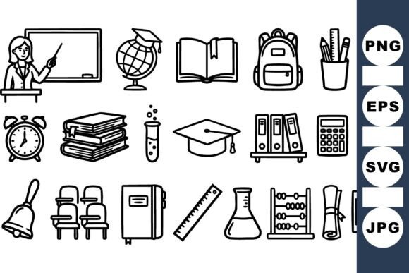 School Supplies Line Art Set: Graphics & Crafts Review