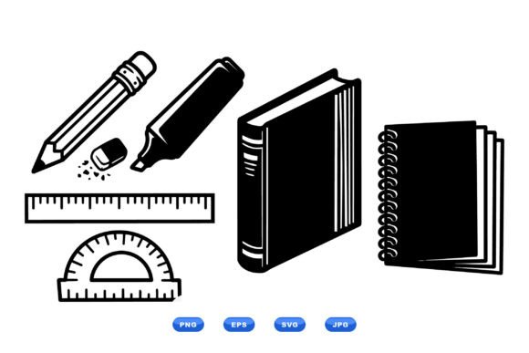 School Supplies SVG Clipart: Clean, Bold Graphics for Education-Focused Content