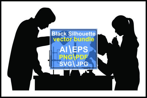 Silhouette Children Conducting Science Graphics for Modern Illustrations