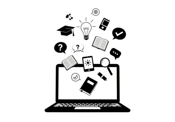 Silhouette Laptop with Education Floatin: A Designer’s Take on This Versatile Illustration