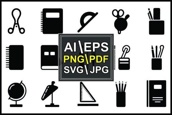Silhouette School Supplies and Tools Set Graphics for Crafters & Makers