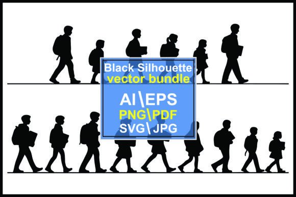 Silhouettes of Children Adults Walking