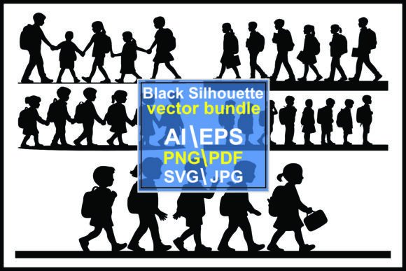 Silhouettes of Children Walking in Lines – A Brand Designer’s Review for Marketing Use