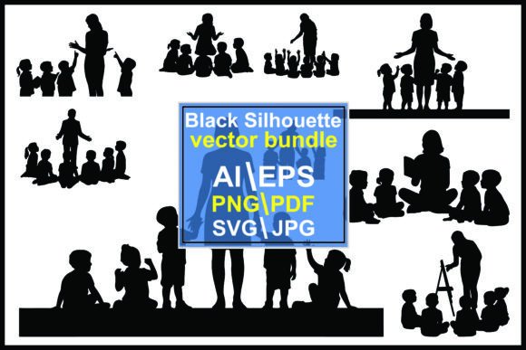 Silhouettes Teacher and Children Various: Versatile Graphics for Classroom Crafts